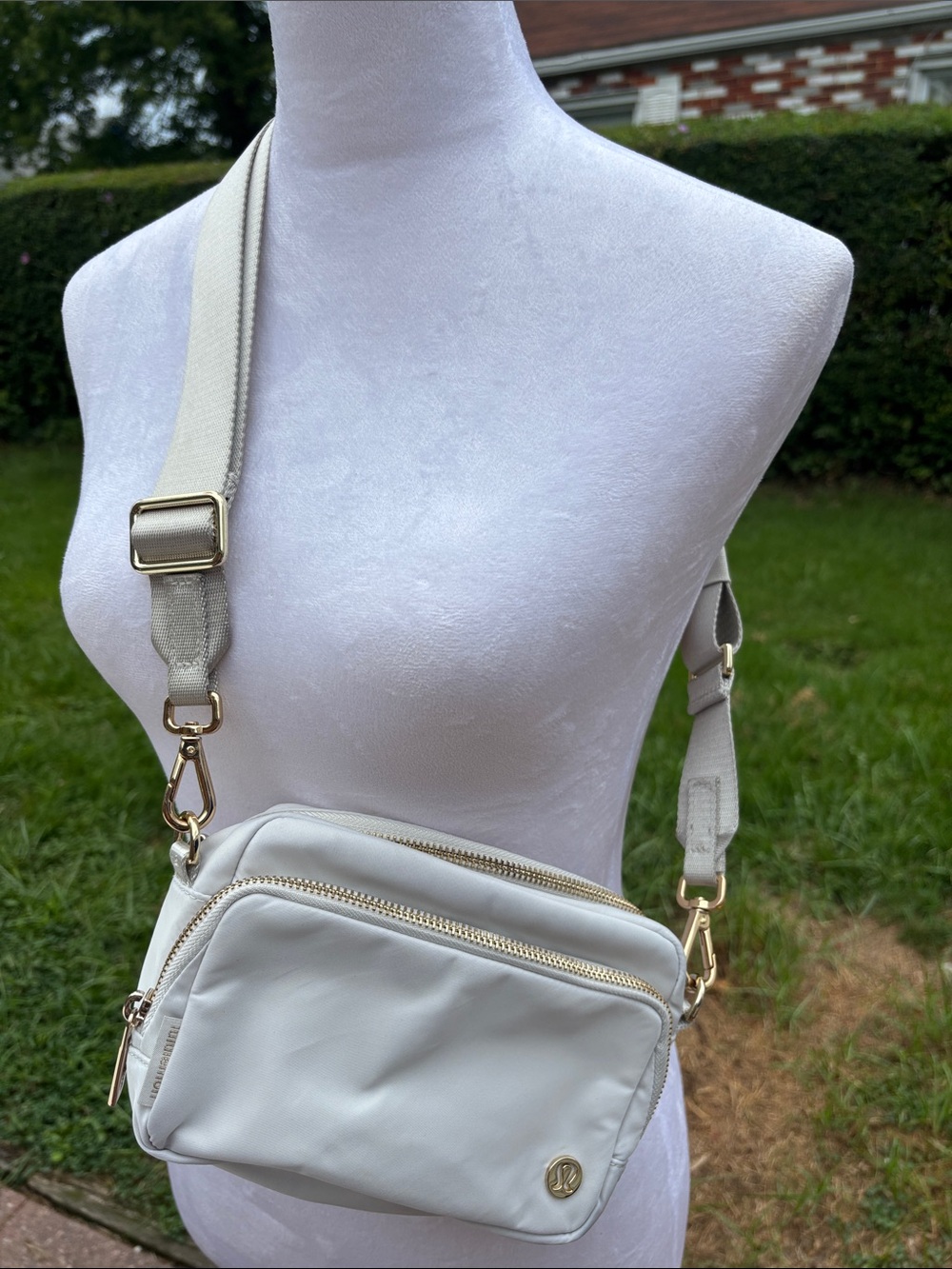 lululemon athletica Cream Crossbody Sling with Gold Hardware